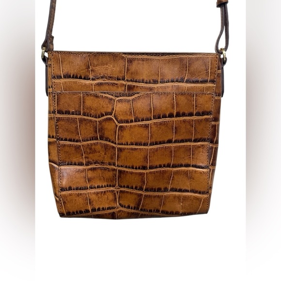 NWOT G.l.L.I. Croco Brown Leather North/ South Andria Crossbody - Picture 4 of 11